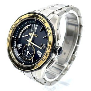 SEIKO Brights Solar Quartz Wristwatch Titanium Silver x Gold